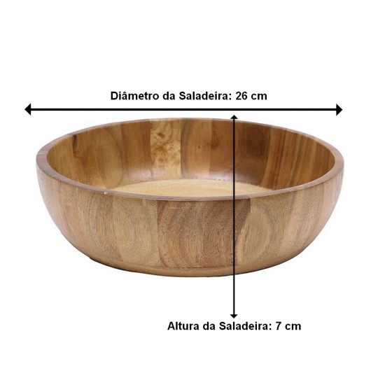 Saladeira Com Colher E Garfo Para Salada 3 Peças Acácia Wood